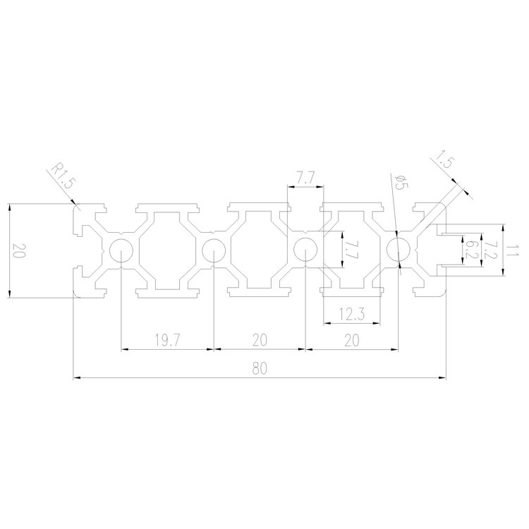 EFE6-2080工業鋁型材尺寸圖