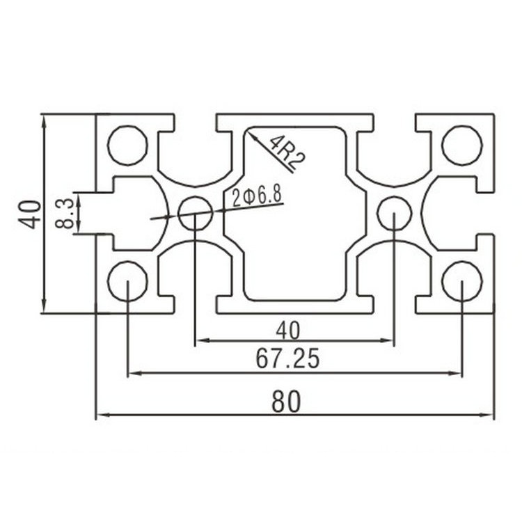 EF4080工業鋁型材尺寸圖