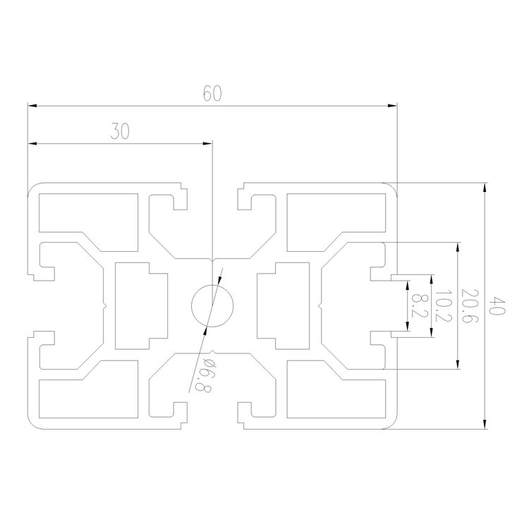 EFE8-4060工業(yè)鋁型材尺寸圖